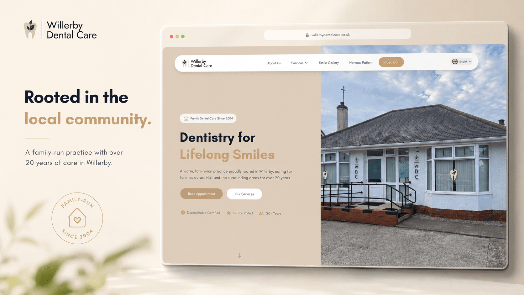 Willerby Dental Care website introducing the practice and its local community