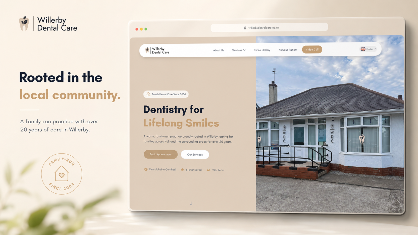 Willerby Dental Care website introducing the practice and its local community